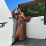 Luxe Drape Maxi Dress - Brown - Palazzo Couture Online