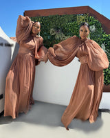 Luxe Drape Maxi Dress - Brown - Palazzo Couture Online
