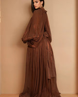 Luxe Drape Maxi Dress - Brown - Palazzo Couture Online