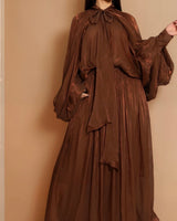Luxe Drape Maxi Dress - Brown - Palazzo Couture Online