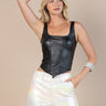 Luxe Edge Faux Leather Corset Top (Black) - Palazzo Couture Online