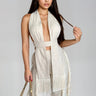 Luxe Fringe Halter Pant Set - Natural - Palazzo Couture Online