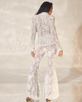 Luxe Lace Blazer & Flare Pant Set - White - Palazzo Couture Online