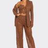 Luxe Lace Elegance 3 - Piece Pant Set - Brown - Palazzo Couture Online