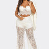 Luxe Lace Elegance 3-Piece Pant Set - White front view showing complete two piece pant set