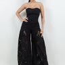 Luxe Lace Strapless Corset & Wide Leg Pant Set - Black - Palazzo Couture Online