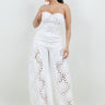 Luxe Lace Strapless Corset & Wide Leg Pant Set - White - Palazzo Couture Online