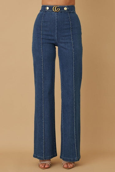 Luxe Line Sculpting Jeans - Blue - Palazzo Couture Online