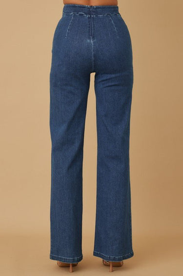 Luxe Line Sculpting Jeans - Blue - Palazzo Couture Online