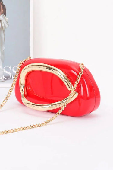 Luxe Metal Handle Case Clutch - Red - chic clutch by Palazzo Couture