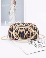 Luxe Metal Handle Case Clutch - Leopard - women's evening clutch