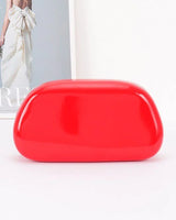 Luxe Metal Handle Case Clutch - Red - women's evening clutch