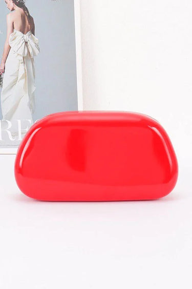 Luxe Metal Handle Case Clutch - Red - women's evening clutch