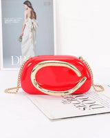 Luxe Metal Handle Case Clutch - Red - women's handbag