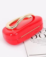 Luxe Metal Handle Case Clutch - Red - trendy women's bag