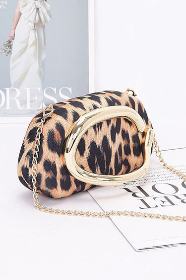 Luxe Metal Handle Case Clutch - Leopard - Palazzo Couture Online