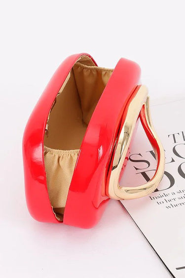 Luxe Metal Handle Case Clutch - Red - stylish purse for going out