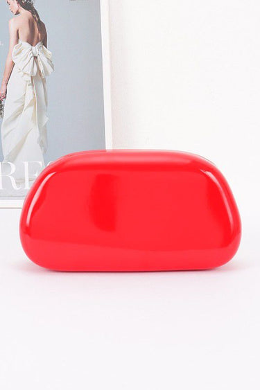Luxe Metal Handle Case Clutch - Red - Palazzo Couture Online
