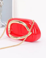 Luxe Metal Handle Case Clutch - Red - Palazzo Couture Online