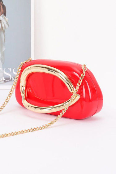 Luxe Metal Handle Case Clutch - Red - Palazzo Couture Online