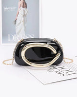Luxe Metal Handle Case Clutch - Black for women - bag by Palazzo Couture