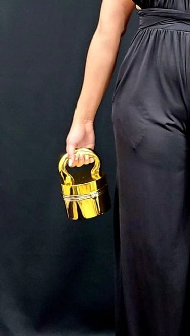 Luxe Metallic Gem Box Clutch (Gold) - Palazzo Couture Online