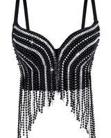 Luxe Pearl Cascade Bustier Top - Black - Palazzo Couture Online