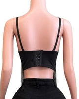 Luxe Pearl Cascade Bustier Top - Black - Palazzo Couture Online