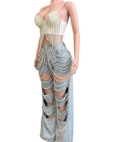 Luxe Pearl Cascade Bustier Top - white - Palazzo Couture Online