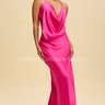 Luxe Satin Drape Gown Maxi Dress (Fuchsia) - Palazzo Couture Online