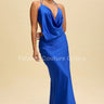 Luxe Satin Drape Gown Maxi Dress (Royal Blue) - Palazzo Couture Online