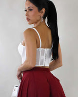 Luxe Sculpt Crystal - Trim Corset Top - White - Palazzo Couture Online