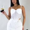 Luxe Sculpt Crystal - Trim Corset Top - White - Palazzo Couture Online