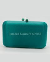 Luxe Silk Evening Clutch Green - Palazzo Couture Online