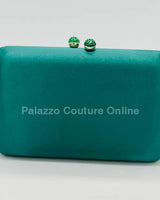 Luxe Silk Evening Clutch Green - Palazzo Couture Online