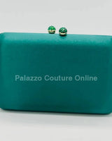 Luxe Silk Evening Clutch Green - women's evening clutch