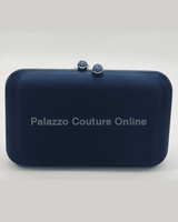 Luxe Silk Evening Clutch Navy - Palazzo Couture Online