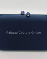 Luxe Silk Evening Clutch Navy - Palazzo Couture Online