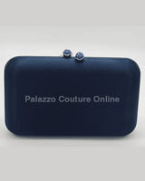 Luxe Silk Navy Evening Clutch with Rhinestone Detail for women - bag by Palazzo Couture