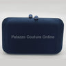 Luxe Silk Navy Evening Clutch with Rhinestone Detail for women - bag by Palazzo Couture