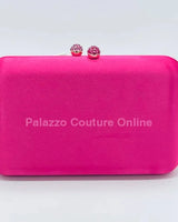 Luxe Silk Pink Evening Clutch with Rhinestone Detail - women's evening clutch
