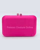 Luxe Silk Pink Evening Clutch with Rhinestone Detail for women - bag by Palazzo Couture