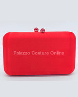 Luxe Silk Red Evening Clutch with Rhinestone Detail for women - bag by Palazzo Couture