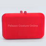 Luxe Silk Red Evening Clutch with Rhinestone Detail for women - bag by Palazzo Couture