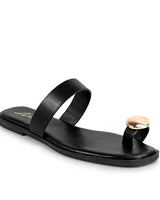 Luxe Stride Indigo Sandals (Black) - Palazzo Couture Online