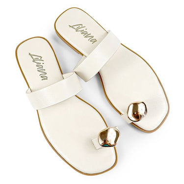 Luxe Stride Indigo Sandals - Cream - Palazzo Couture Online