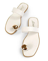 Luxe Stride Indigo Sandals - Cream for women - stylish shoes by Palazzo Couture
