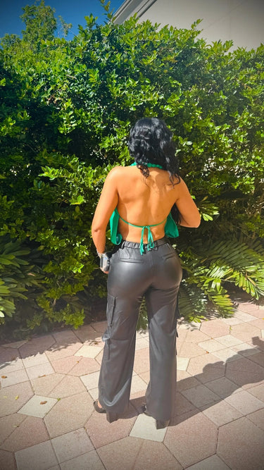 Elegant Black cargo pants styled for going out look