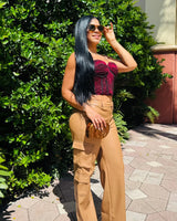 Luxe Utility Cargo Pants -Khaki side view showing pants leg shape and fit