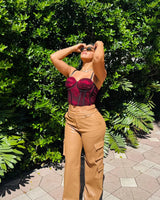 Luxe Utility Cargo Pants -Khaki showing waistband and cargo design details